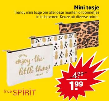 Aanbiedingen Mini tasje - True Spirit - Geldig van 21/11/2017 tot 26/11/2017 bij Trekpleister