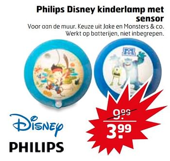 Aanbiedingen Philips disney kinderlamp met sensor - Disney - Geldig van 21/11/2017 tot 26/11/2017 bij Trekpleister