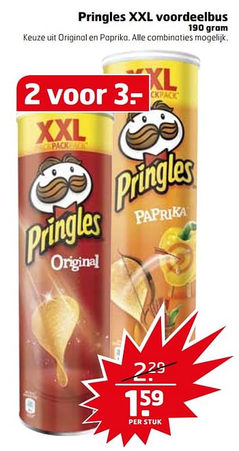 Aanbiedingen Pringles xxl voordeelbus - Pringles - Geldig van 21/11/2017 tot 26/11/2017 bij Trekpleister