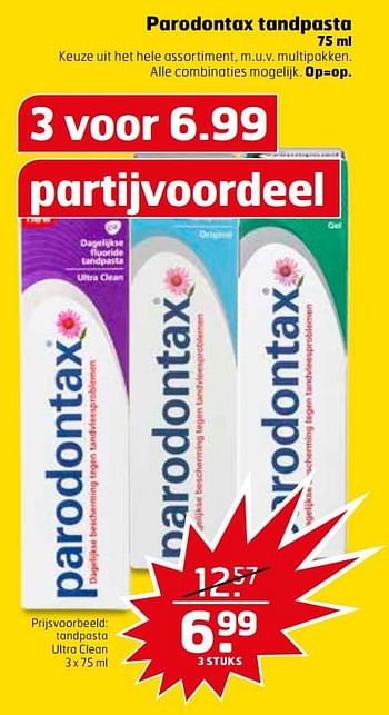 Aanbiedingen Tandpasta ultra clean - Parodontax - Geldig van 21/11/2017 tot 26/11/2017 bij Trekpleister