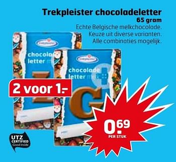 Aanbiedingen Trekpleister chocoladeletter - Huismerk - Trekpleister - Geldig van 21/11/2017 tot 26/11/2017 bij Trekpleister