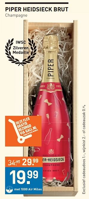 Aanbiedingen Piper heidsieck brut champagne - Piper-Heidsieck - Geldig van 20/11/2017 tot 04/12/2017 bij Gall & Gall