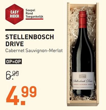 Aanbiedingen Stellenbosch drive cabernet sauvignon-merlot - Rode wijnen - Geldig van 20/11/2017 tot 04/12/2017 bij Gall & Gall