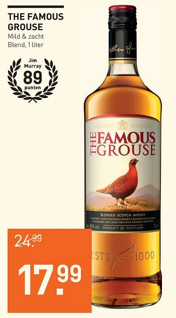 Aanbiedingen The famous grouse mild + zacht blend - The Famous Grouse - Geldig van 20/11/2017 tot 04/12/2017 bij Gall & Gall