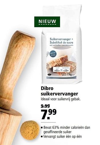 Aanbiedingen Dibro suikervervanger - Dibro - Geldig van 22/11/2017 tot 03/12/2017 bij Welkoop