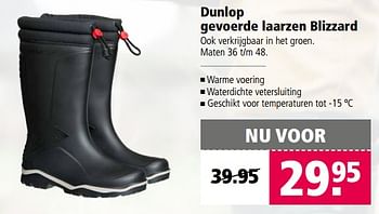 Aanbiedingen Dunlop gevoerde laarzen blizzard - Dunlop - Geldig van 22/11/2017 tot 03/12/2017 bij Welkoop