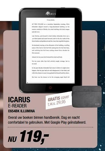 Aanbiedingen Icarus e-reader e654bk illumina - Icarus - Geldig van 21/11/2017 tot 19/12/2017 bij Electro World