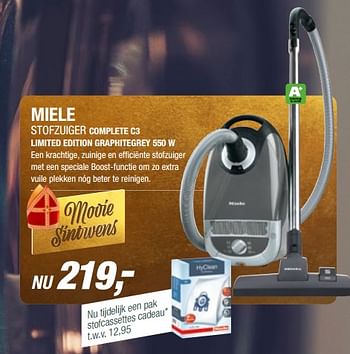 Aanbiedingen Miele stofzuiger complete c3 limited edition graphitegrey 550 w - Miele - Geldig van 21/11/2017 tot 19/12/2017 bij Electro World