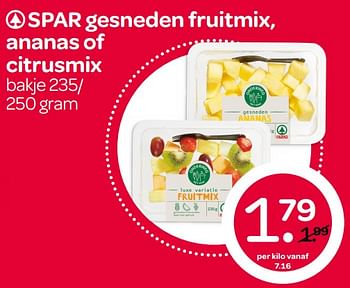 Aanbiedingen Spar gesneden fruitmix, ananas of citrusmix - Spar - Geldig van 23/11/2017 tot 29/11/2017 bij Spar