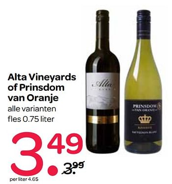 Aanbiedingen Alta vineyards of prinsdom van oranje - Rode wijnen - Geldig van 23/11/2017 tot 29/11/2017 bij Spar