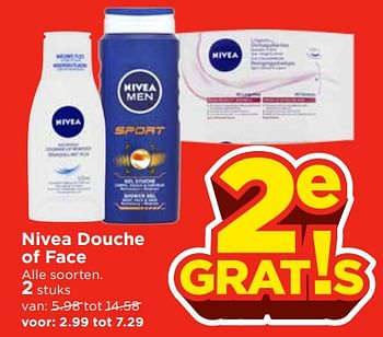 Aanbiedingen Nivea douche of face - Nivea - Geldig van 26/11/2017 tot 02/12/2017 bij Vomar