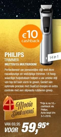 Aanbiedingen Philips trimmer mg7720-15 multigroom - Philips - Geldig van 21/11/2017 tot 19/12/2017 bij Electro World