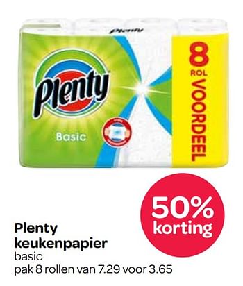 Aanbiedingen Plenty keukenpapier basic - Plenty - Geldig van 23/11/2017 tot 29/11/2017 bij Spar