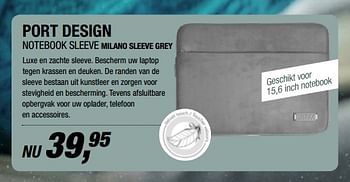 Aanbiedingen Port design notebook sleeve milano sleeve grey - Port Designs - Geldig van 21/11/2017 tot 19/12/2017 bij Electro World