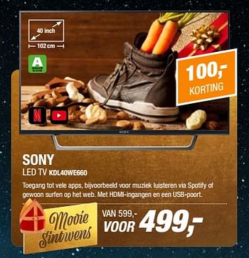 Aanbiedingen Sony led tv kdl40we660 - Sony - Geldig van 21/11/2017 tot 19/12/2017 bij Electro World