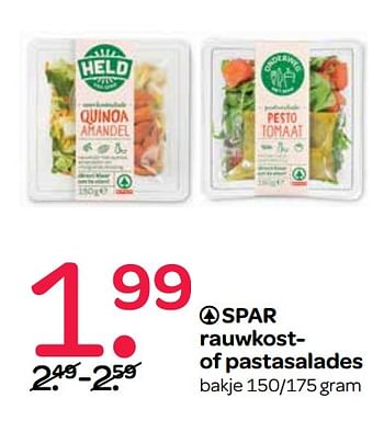 Aanbiedingen Spar rauwkost of pastasalades - Spar - Geldig van 23/11/2017 tot 29/11/2017 bij Spar