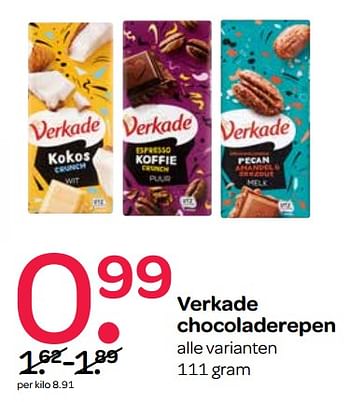Aanbiedingen Verkade chocoladerepen - Verkade - Geldig van 23/11/2017 tot 29/11/2017 bij Spar