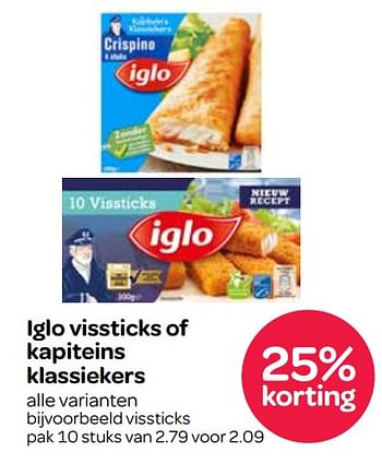 Aanbiedingen Vissticks - Iglo - Geldig van 23/11/2017 tot 29/11/2017 bij Spar