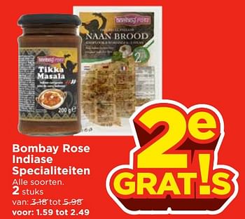 Aanbiedingen Bombay rose indiase specialiteiten - Bombay - Geldig van 26/11/2017 tot 02/12/2017 bij Vomar
