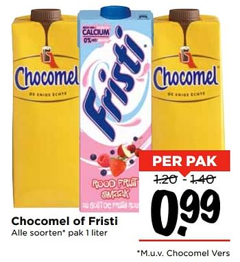 Aanbiedingen Chocomel of fristi - Chocomel - Geldig van 26/11/2017 tot 02/12/2017 bij Vomar