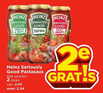 Aanbiedingen Heinz seriously good pastasaus - Heinz - Geldig van 26/11/2017 tot 02/12/2017 bij Vomar