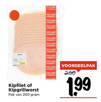 Aanbiedingen Kipfilet of kipgrillworst - Huismerk Vomar - Geldig van 26/11/2017 tot 02/12/2017 bij Vomar