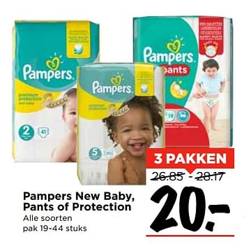 Aanbiedingen Pampers new baby, pants of protection - Pampers - Geldig van 26/11/2017 tot 02/12/2017 bij Vomar