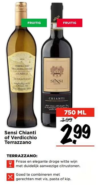 Aanbiedingen Sensi chianti of verdicchio terrazzano - Rode wijnen - Geldig van 26/11/2017 tot 02/12/2017 bij Vomar
