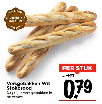 Aanbiedingen Versgebakken wit stokbrood - Huismerk Vomar - Geldig van 26/11/2017 tot 02/12/2017 bij Vomar