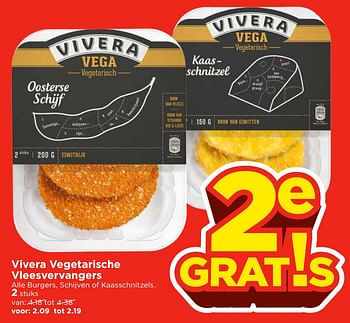 Aanbiedingen Vivera vegetarische vleesvervangers alle burgers, schijven of kaasschnitzels - Vivera - Geldig van 26/11/2017 tot 02/12/2017 bij Vomar