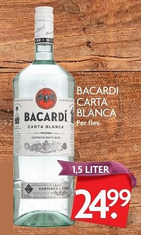 Aanbiedingen Bacardi carta blanca - Bacardi - Geldig van 26/11/2017 tot 02/12/2017 bij Deka Markt