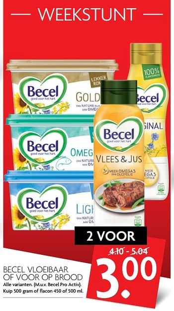 Aanbiedingen Becel vloeibaar of voor op brood - Becel - Geldig van 26/11/2017 tot 02/12/2017 bij Deka Markt