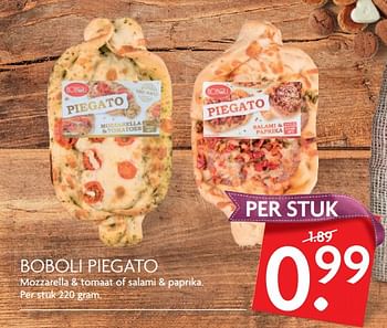 Aanbiedingen Boboli piegato mozzarella + tomaat of salami + paprika - Boboli - Geldig van 26/11/2017 tot 02/12/2017 bij Deka Markt