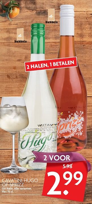 Aanbiedingen Cavatini hugo of sprizz uit italië. alle varianten - Witte wijnen - Geldig van 26/11/2017 tot 02/12/2017 bij Deka Markt