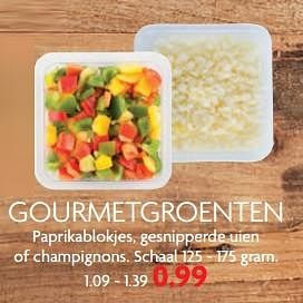 Aanbiedingen Gourmetgroenten paprikablokjes, gesnipperde uien of champignons - Huismerk - Deka Markt - Geldig van 26/11/2017 tot 02/12/2017 bij Deka Markt