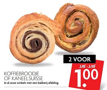 Aanbiedingen Koffiebroodje of kaneelsuisse in al onze winkels met een bakkerij afdeling - Huismerk - Deka Markt - Geldig van 26/11/2017 tot 02/12/2017 bij Deka Markt