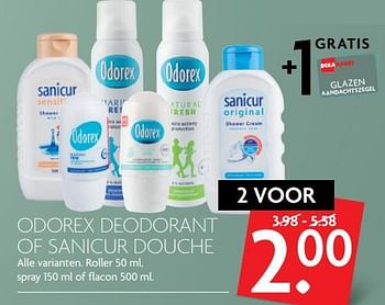 Aanbiedingen Odorex deodorant of sanicur douche - Huismerk - Deka Markt - Geldig van 26/11/2017 tot 02/12/2017 bij Deka Markt