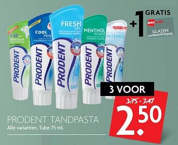 Aanbiedingen Prodent tandpasta - Prodent - Geldig van 26/11/2017 tot 02/12/2017 bij Deka Markt