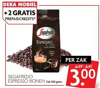Aanbiedingen Segafredo espresso bonen - Segafredo - Geldig van 26/11/2017 tot 02/12/2017 bij Deka Markt