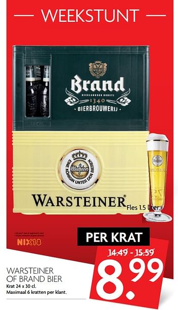 Aanbiedingen Warsteiner of brand bier - Huismerk - Deka Markt - Geldig van 26/11/2017 tot 02/12/2017 bij Deka Markt