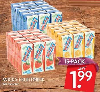 Aanbiedingen Wicky fruitdrink - Wicky - Geldig van 26/11/2017 tot 02/12/2017 bij Deka Markt