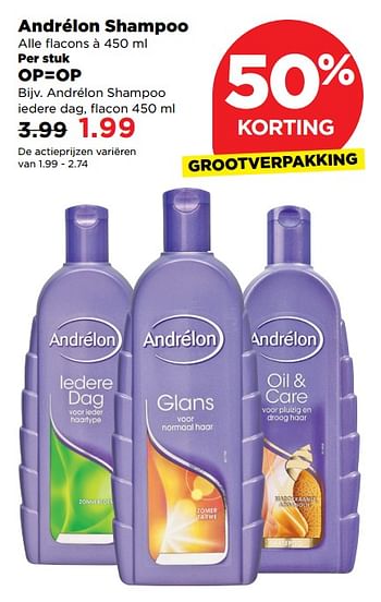 Aanbiedingen Andrélon shampoo iedere dag - Andrelon - Geldig van 26/11/2017 tot 02/12/2017 bij Plus