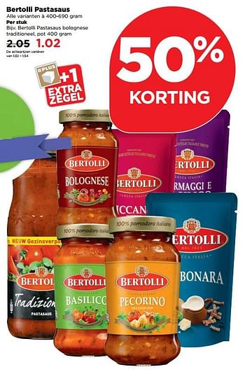 Aanbiedingen Bertolli pastasaus bolognese traditioneel - Bertolli - Geldig van 26/11/2017 tot 02/12/2017 bij Plus