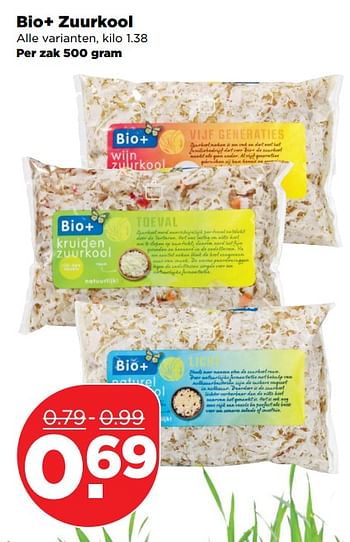 Aanbiedingen Bio+ zuurkool - Bio+ - Geldig van 26/11/2017 tot 02/12/2017 bij Plus