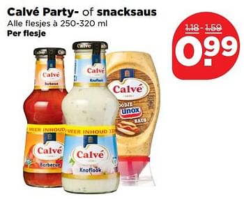 Aanbiedingen Calvé party- of snacksaus - Calve - Geldig van 26/11/2017 tot 02/12/2017 bij Plus