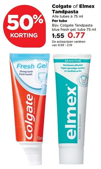 Aanbiedingen Colgate tandpasta blue fresh gel - Colgate - Geldig van 26/11/2017 tot 02/12/2017 bij Plus