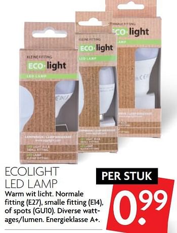 Aanbiedingen Ecolight led lamp warm wit licht - ECOLIGHT - Geldig van 26/11/2017 tot 02/12/2017 bij Deka Markt