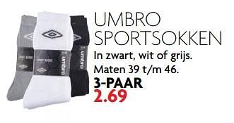 Aanbiedingen Umbro sportsokken - Umbro - Geldig van 26/11/2017 tot 02/12/2017 bij Deka Markt
