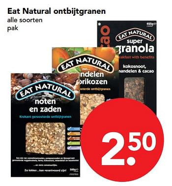Aanbiedingen Eat natural ontbijtgranen - Eat Natural - Geldig van 26/11/2017 tot 02/12/2017 bij Deen Supermarkten