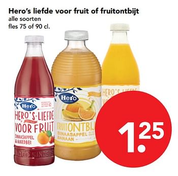 Aanbiedingen Hero`s liefde voor fruit of fruitontbijt - Hero - Geldig van 26/11/2017 tot 02/12/2017 bij Deen Supermarkten
